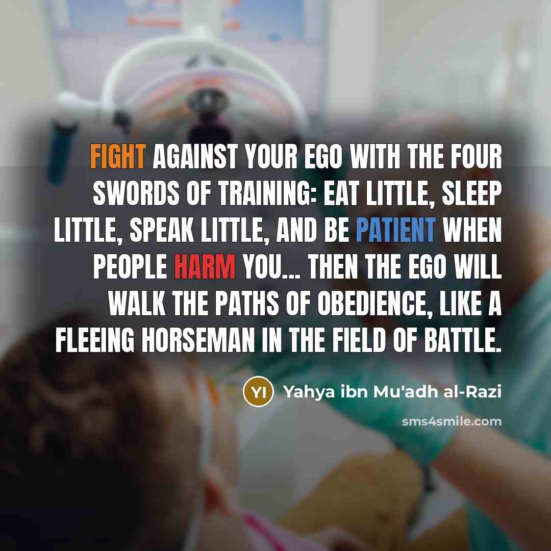 “Fight against your ego with the four swords of training:…” quote by Yahya ibn Mu'adh al-Razi