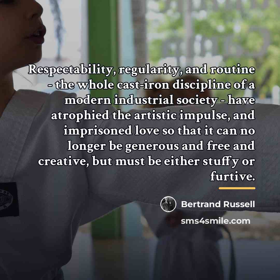 “Respectability, regularity, and routine - the whole cast-iron discipline of…” quote by Bertrand Russell