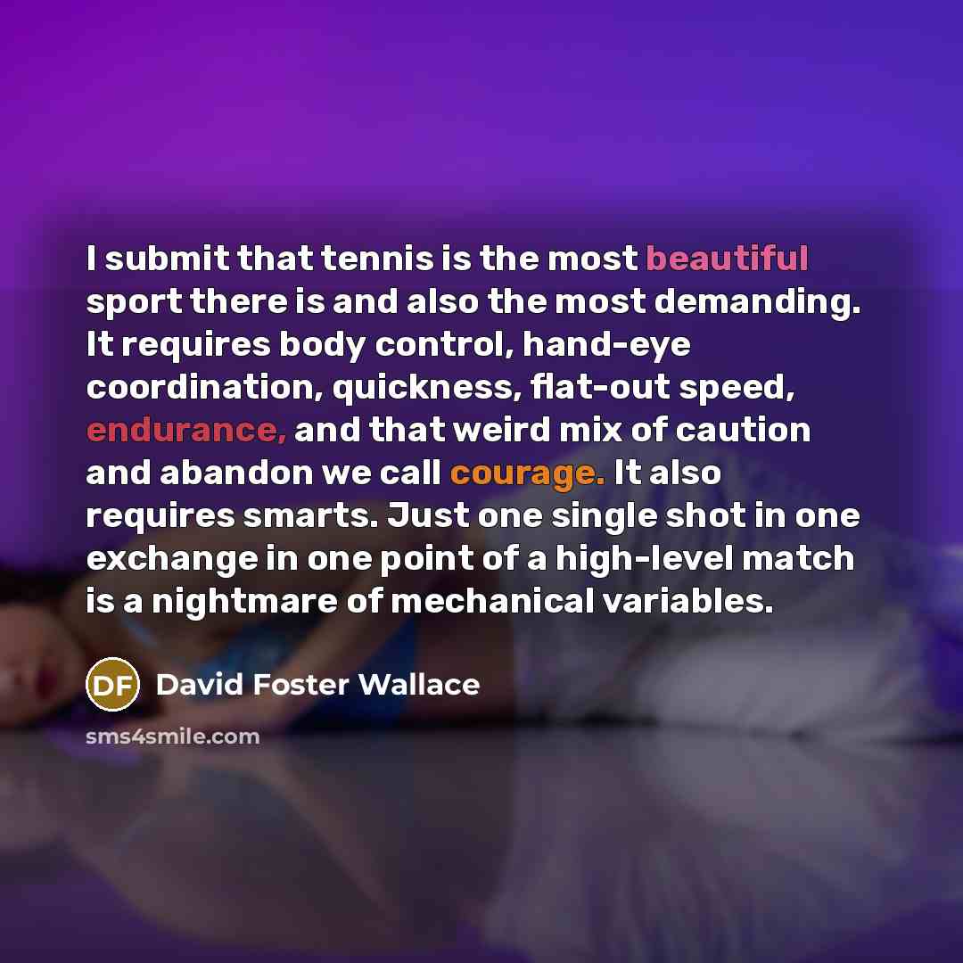 “I submit that tennis is the most beautiful sport there…” quote by David Foster Wallace