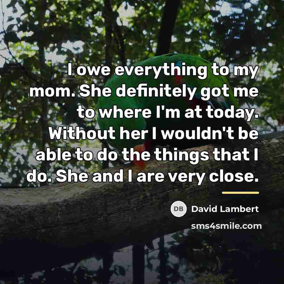 “I owe everything to my mom. She definitely got me…” quote by David Lambert