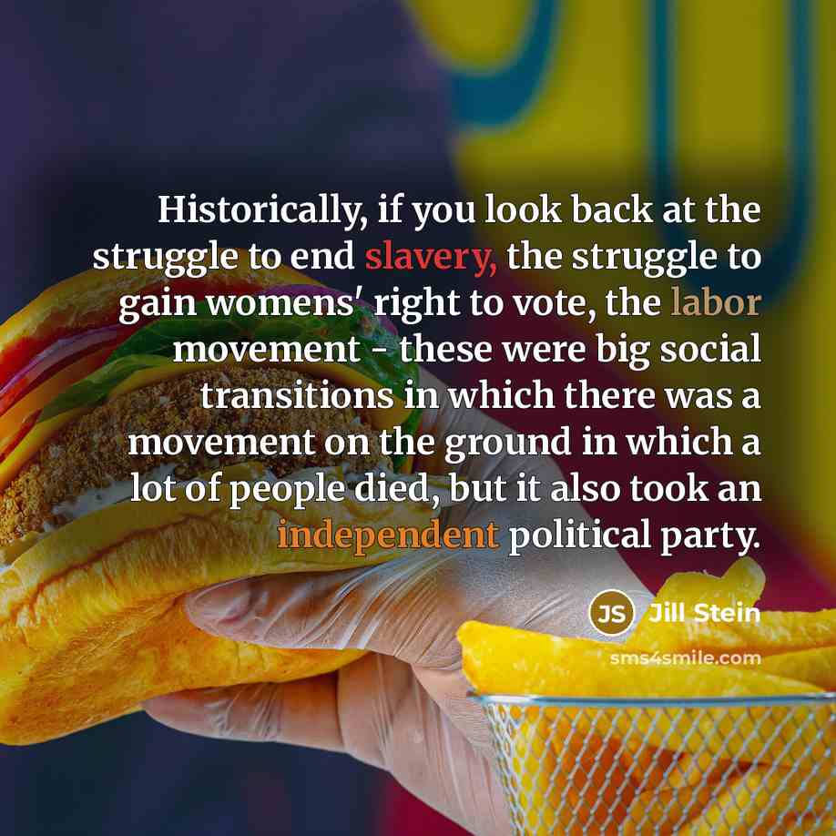 “Historically, if you look back at the struggle to end…” quote by Jill Stein