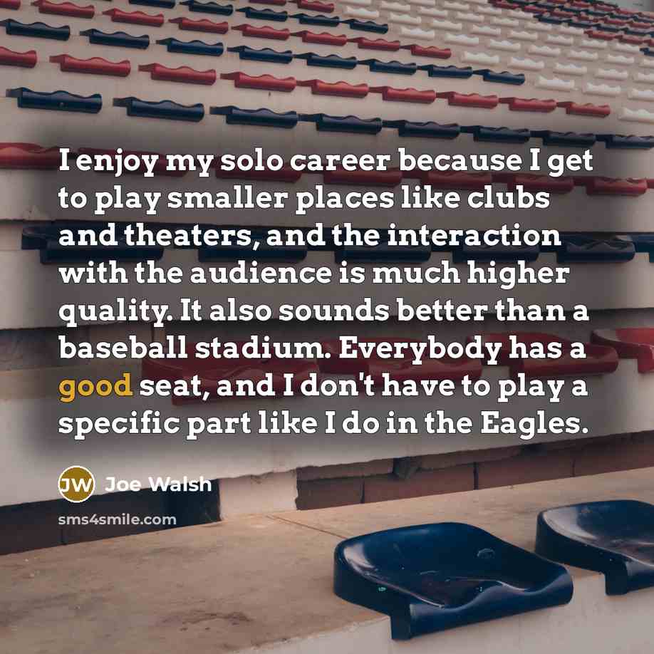 “I enjoy my solo career because I get to play…” quote by Joe Walsh