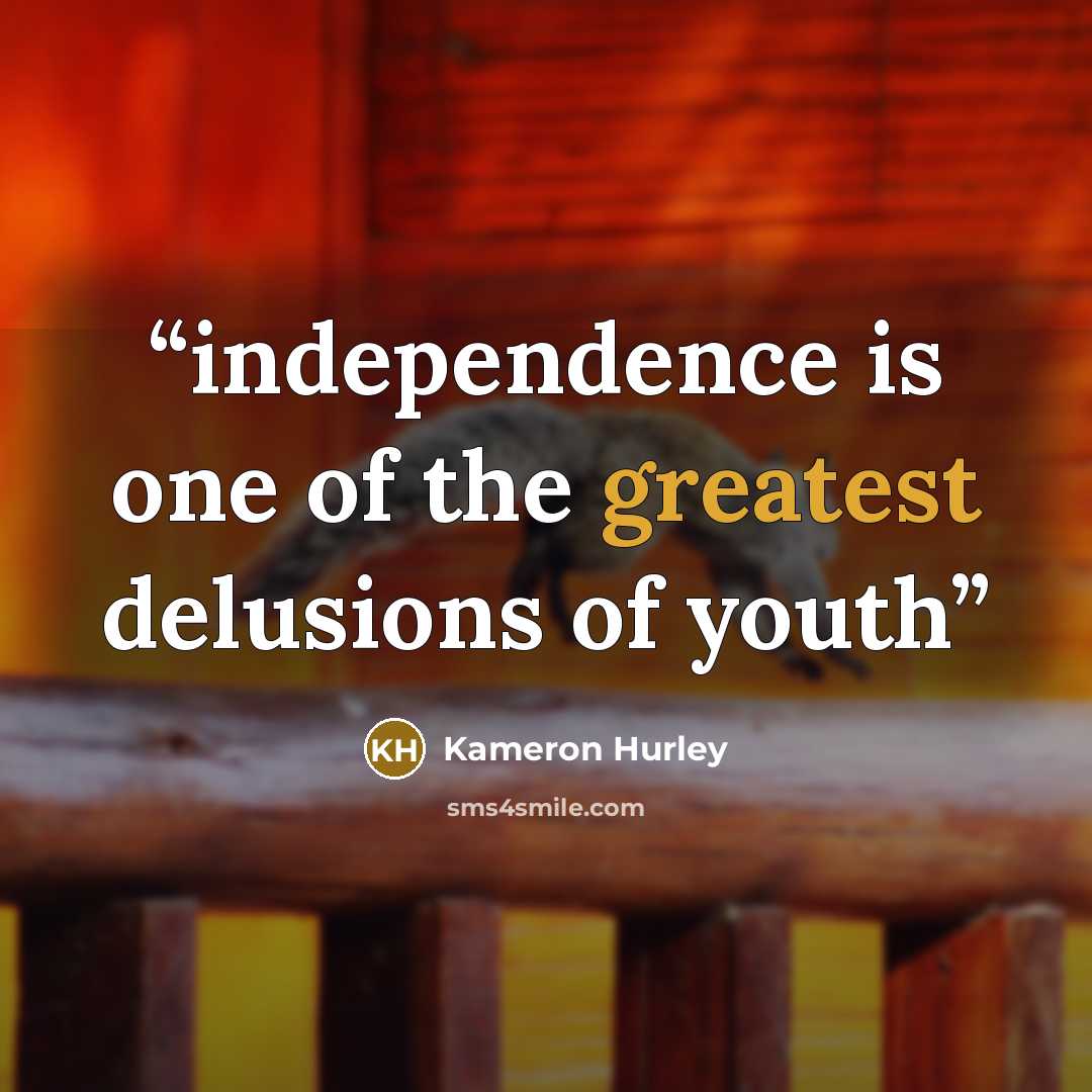 “independence is one of the greatest delusions of youth” quote by Kameron Hurley