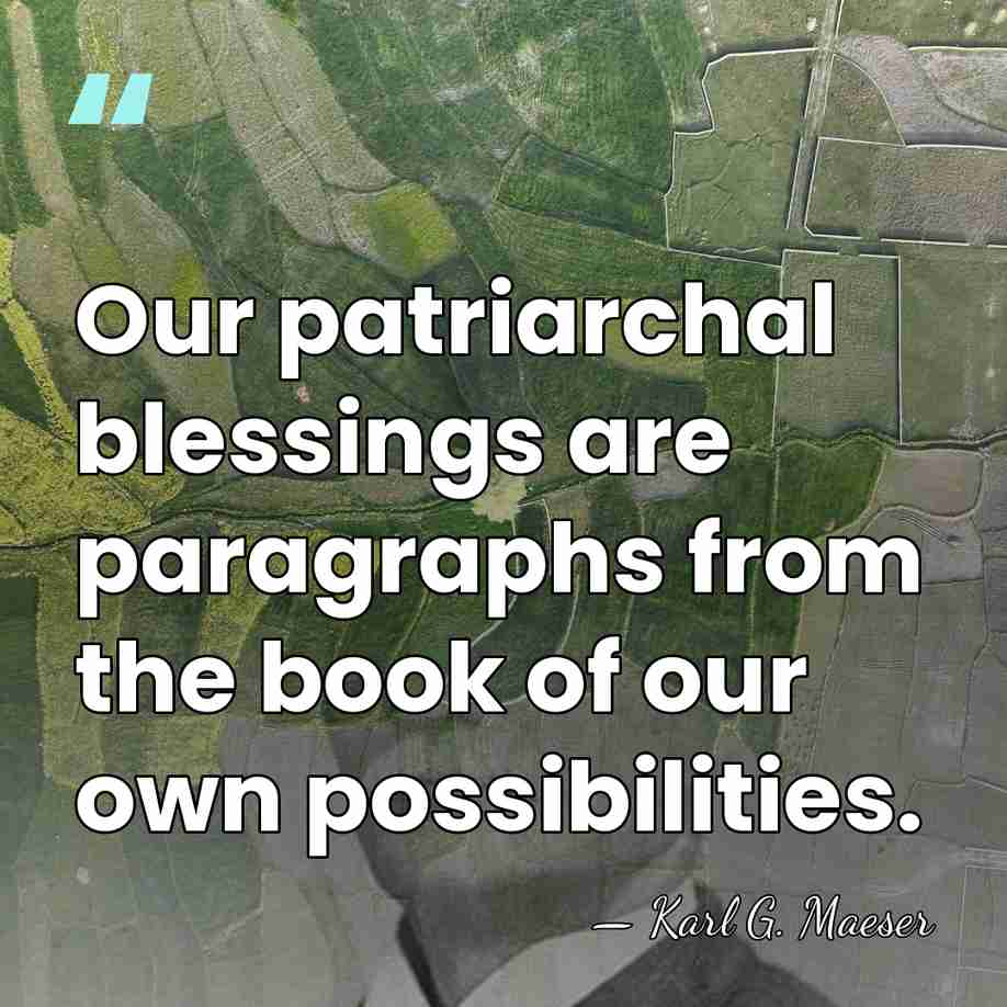 Our patriarchal blessings are paragraphs from the book of our own possibilities. - Karl G. Maeser