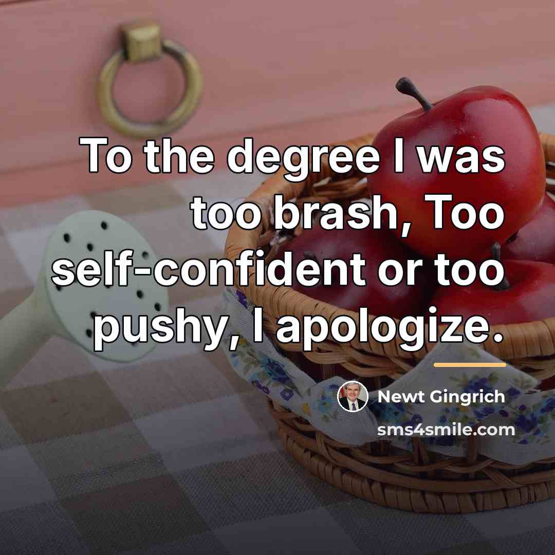 “To the degree I was too brash, Too self-confident or…” quote by Newt Gingrich