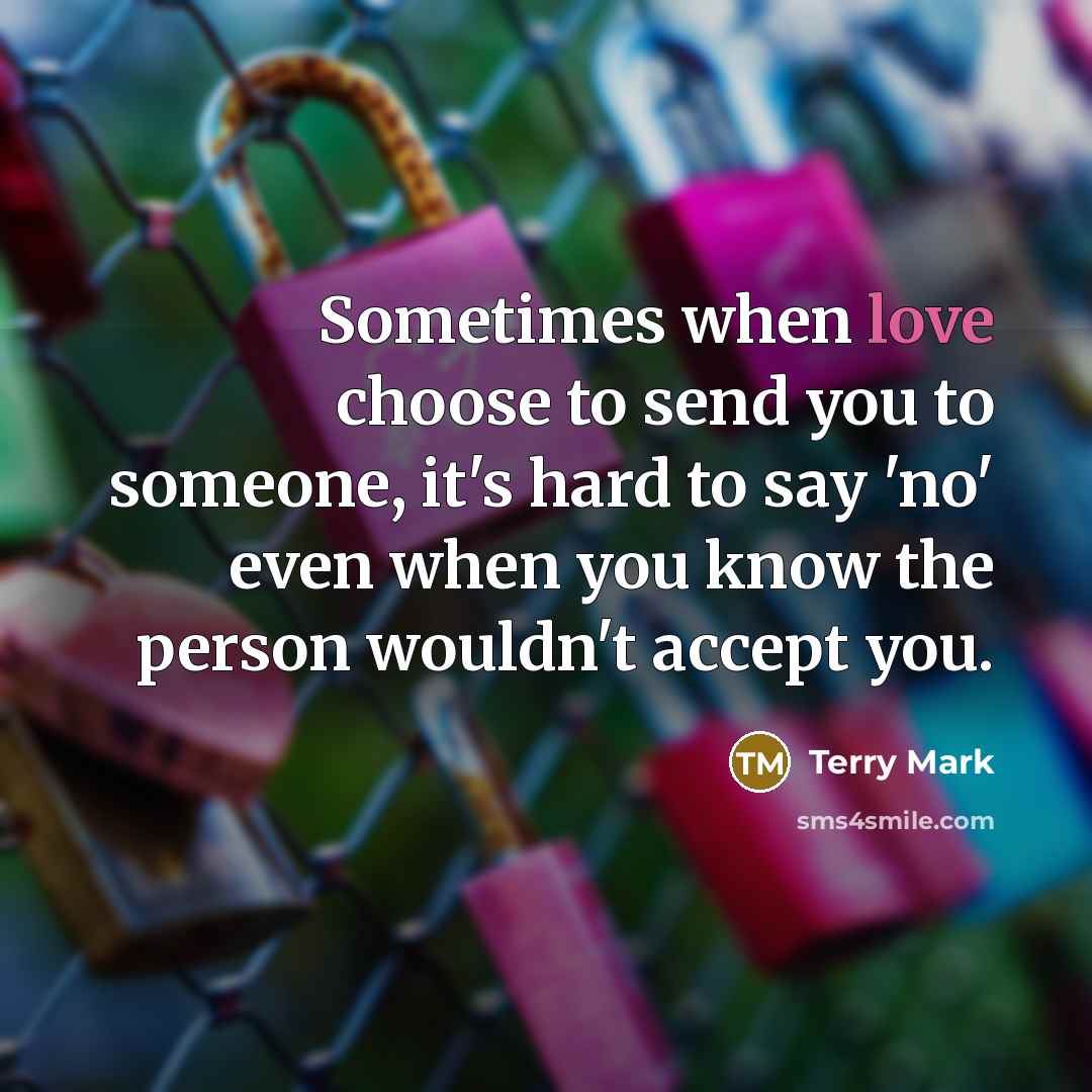 “Sometimes when love choose to send you to someone, it's…” quote by Terry Mark