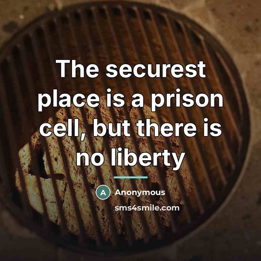 “The securest place is a prison cell, but there is…” quote by Anonymous
