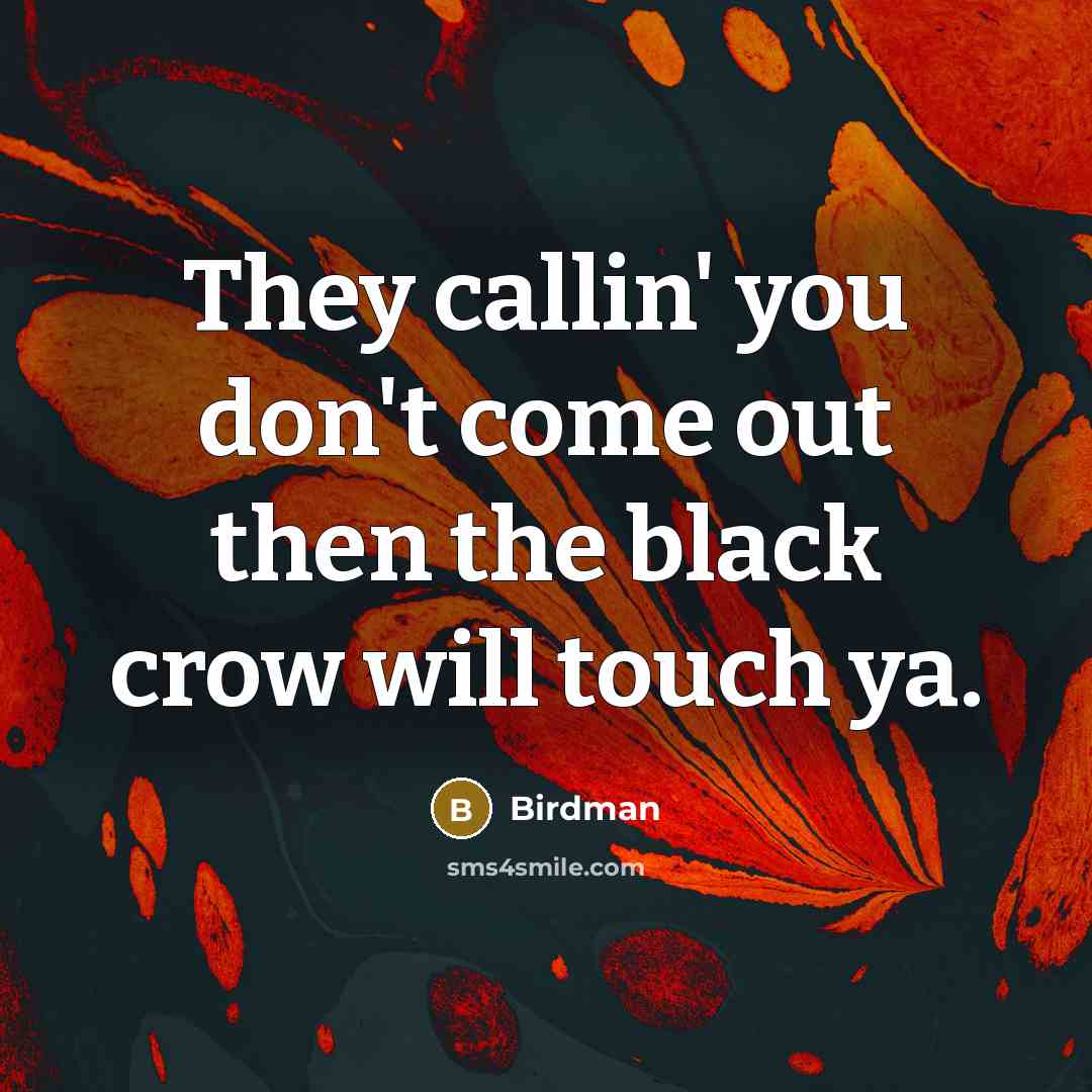 “They callin' you don't come out then the black crow…” quote by Birdman