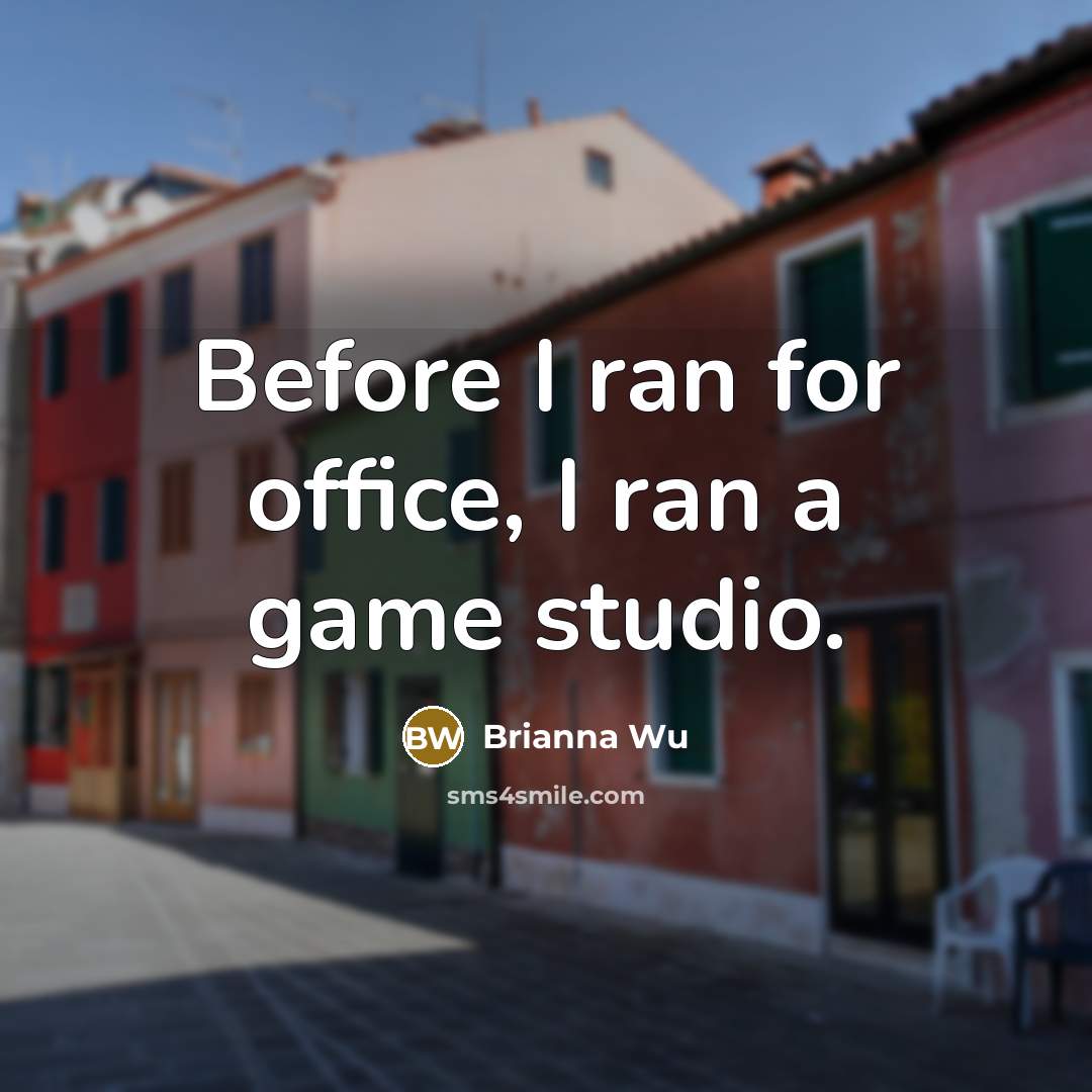 “Before I ran for office, I ran a game studio.…” quote by Brianna Wu