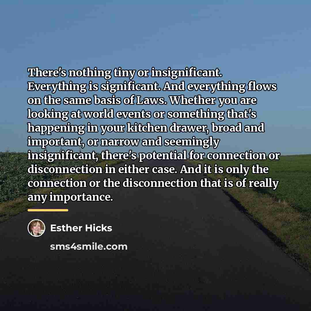 “There's nothing tiny or insignificant. Everything is significant. And everything…” quote by Esther Hicks