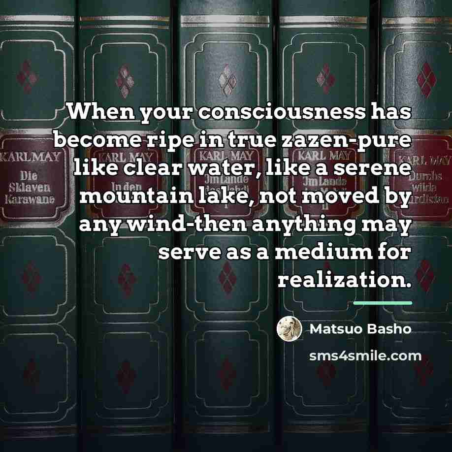 “When your consciousness has become ripe in true zazen-pure like…” quote by Matsuo Basho