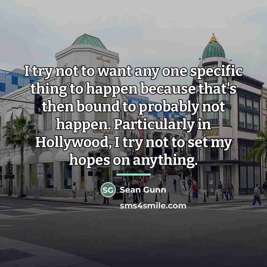 “I try not to want any one specific thing to…” quote by Sean Gunn
