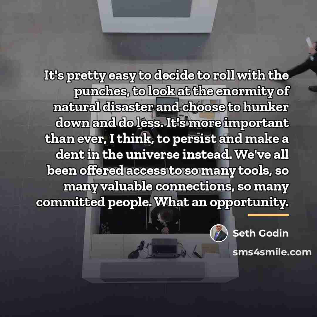 “It's pretty easy to decide to roll with the punches,…” quote by Seth Godin