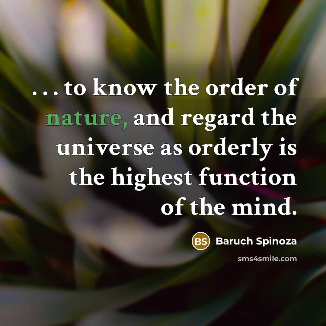 “. . . to know the order of nature, and…” quote by Baruch Spinoza