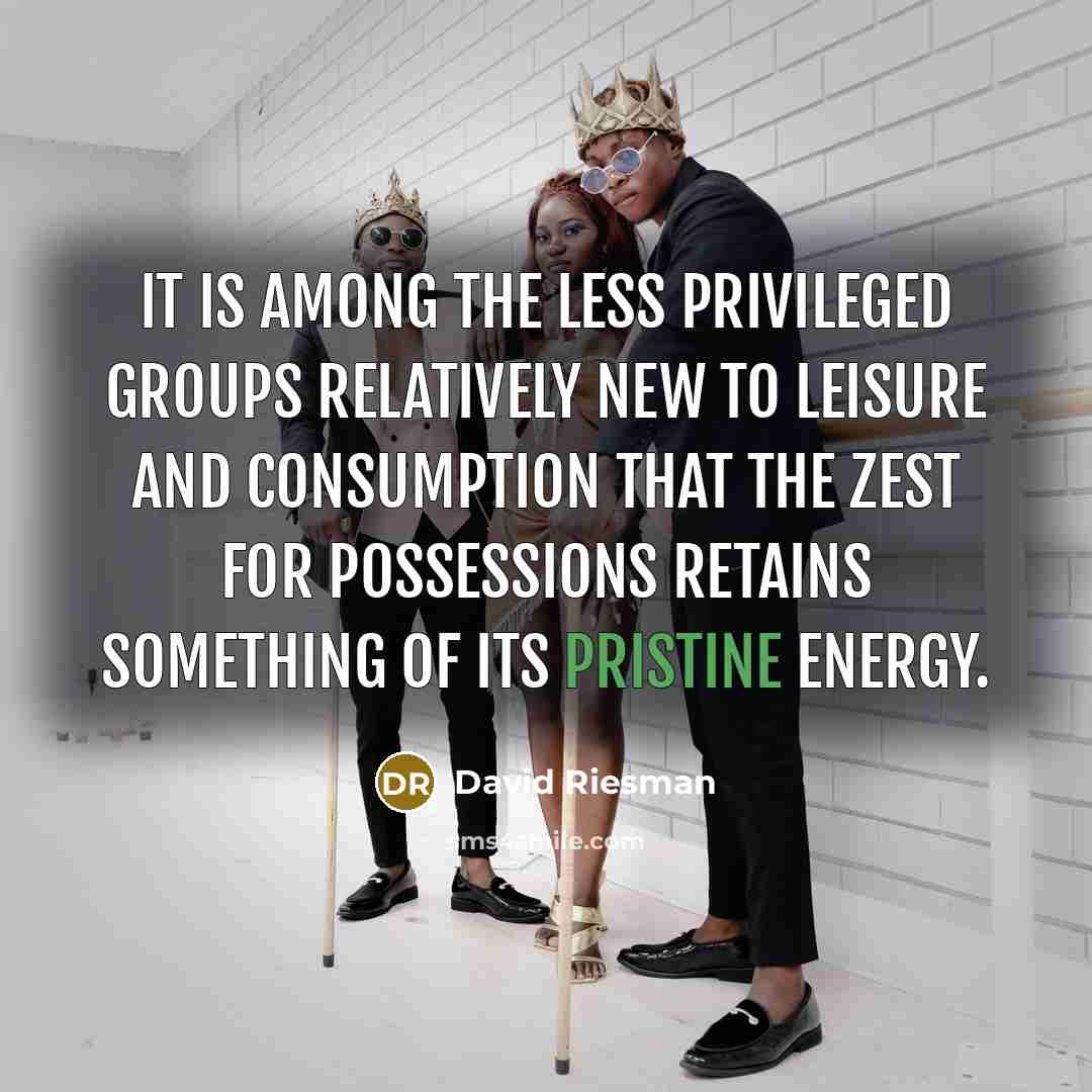 “It is among the less privileged groups relatively new to…” quote by David Riesman
