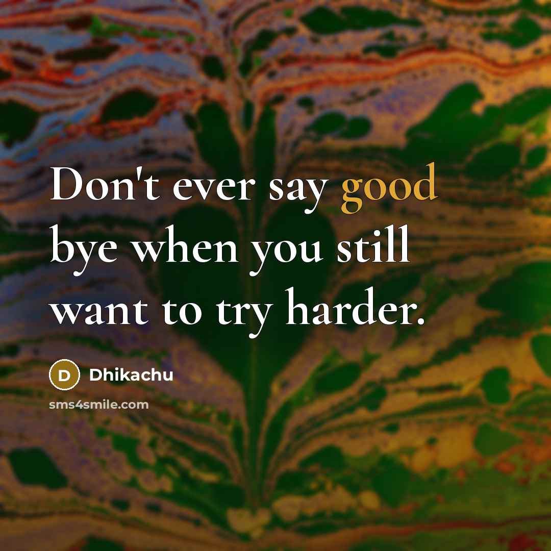 “Don't ever say good bye when you still want to…” quote by Dhikachu