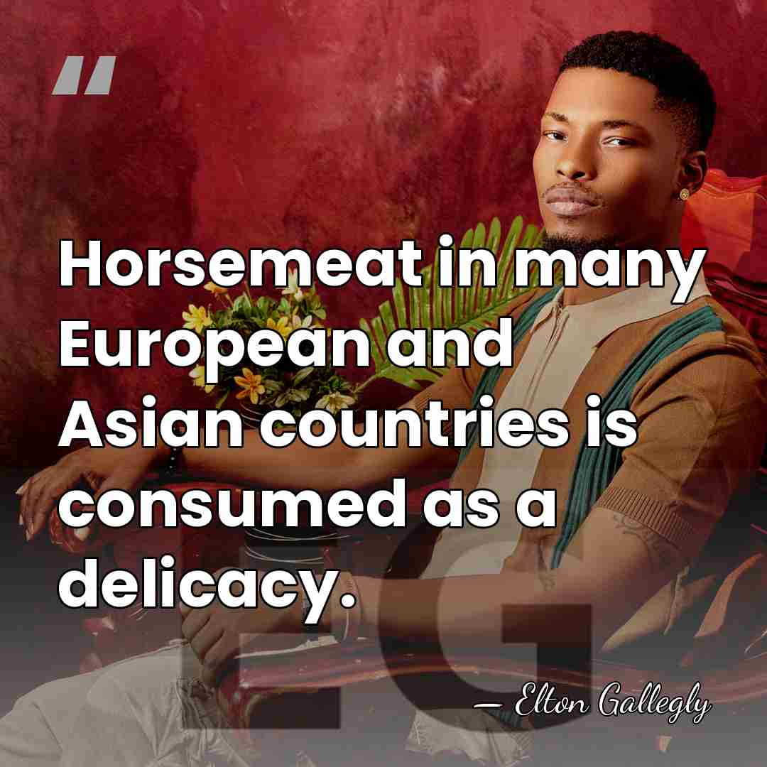 Horsemeat in many European and Asian countries is consumed as a delicacy. - Elton Gallegly