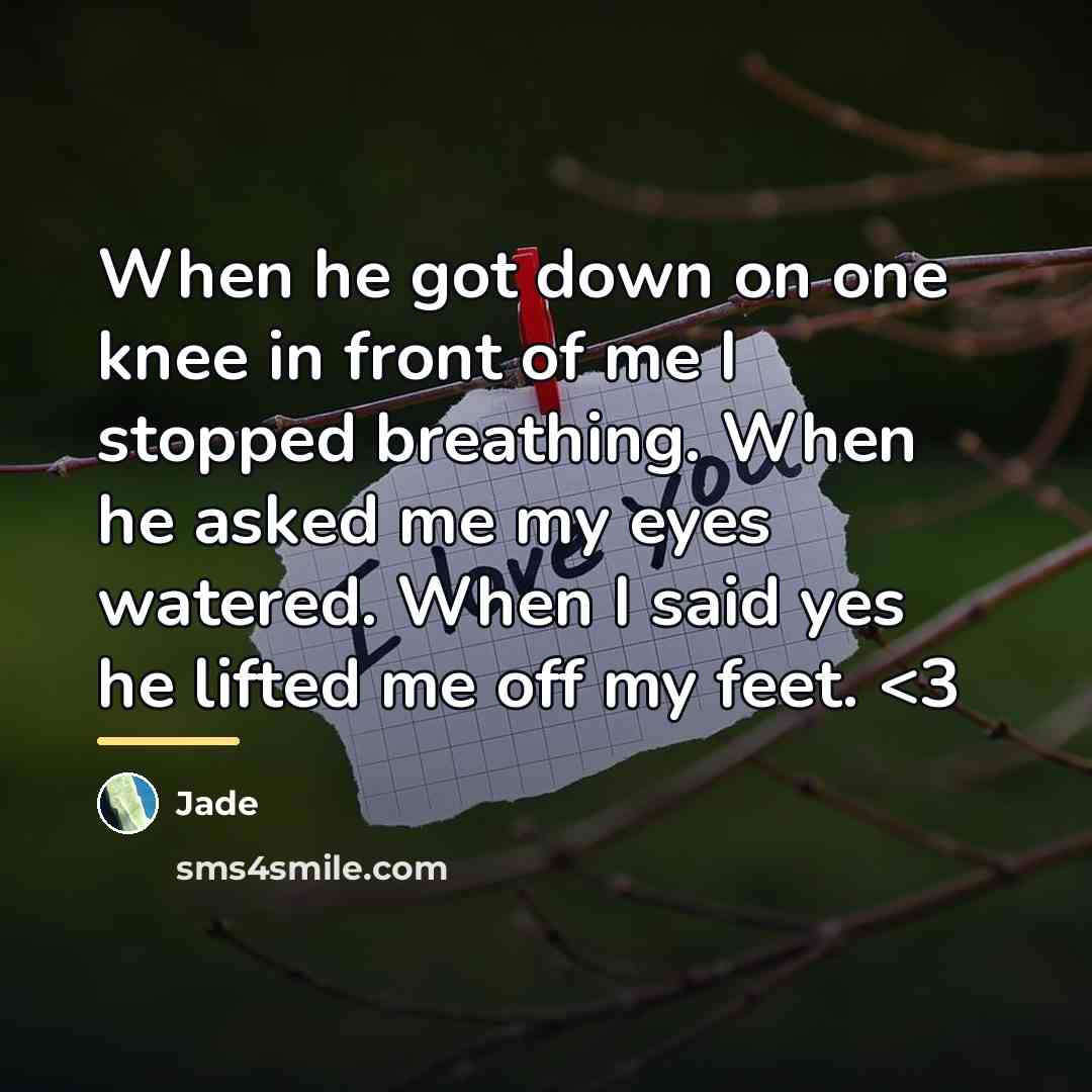 “When he got down on one knee in front of…” quote by Jade