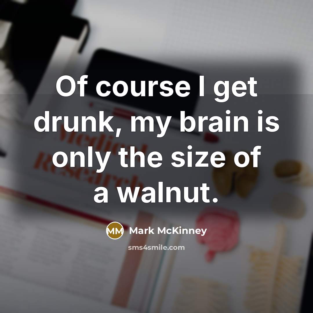 “Of course I get drunk, my brain is only the…” quote by Mark McKinney