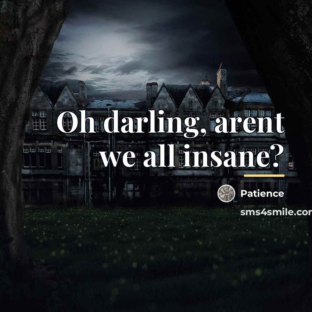 “Oh darling, arent we all insane?…” quote by Patience