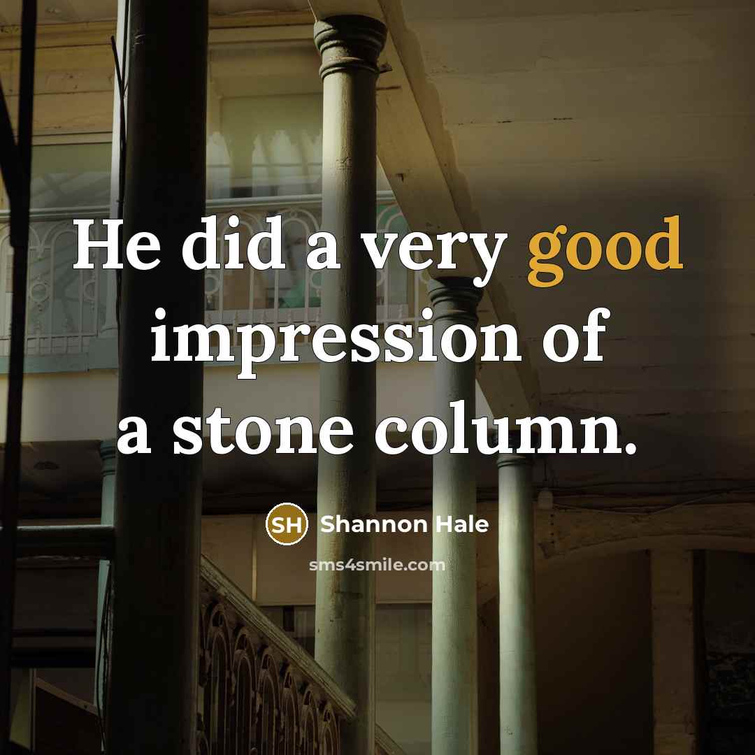 “He did a very good impression of a stone column.…” quote by Shannon Hale