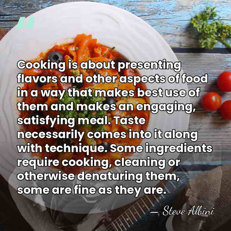 Cooking is about presenting flavors and other aspects of food in a&hellip; - Steve Albini