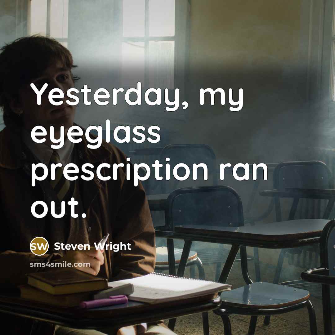 “Yesterday, my eyeglass prescription ran out.…” quote by Steven Wright