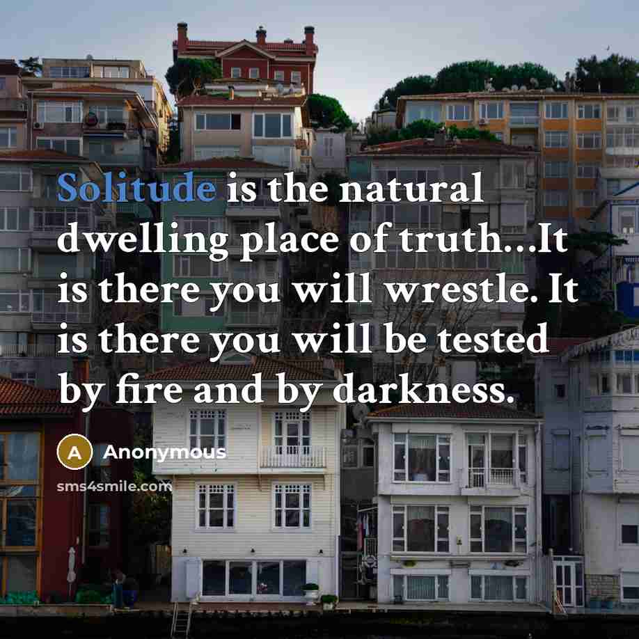 “Solitude is the natural dwelling place of truth…It is there…” quote by Anonymous