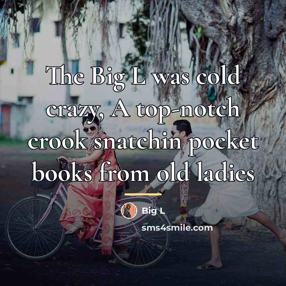 “The Big L was cold crazy, A top-notch crook snatchin…” quote by Big L