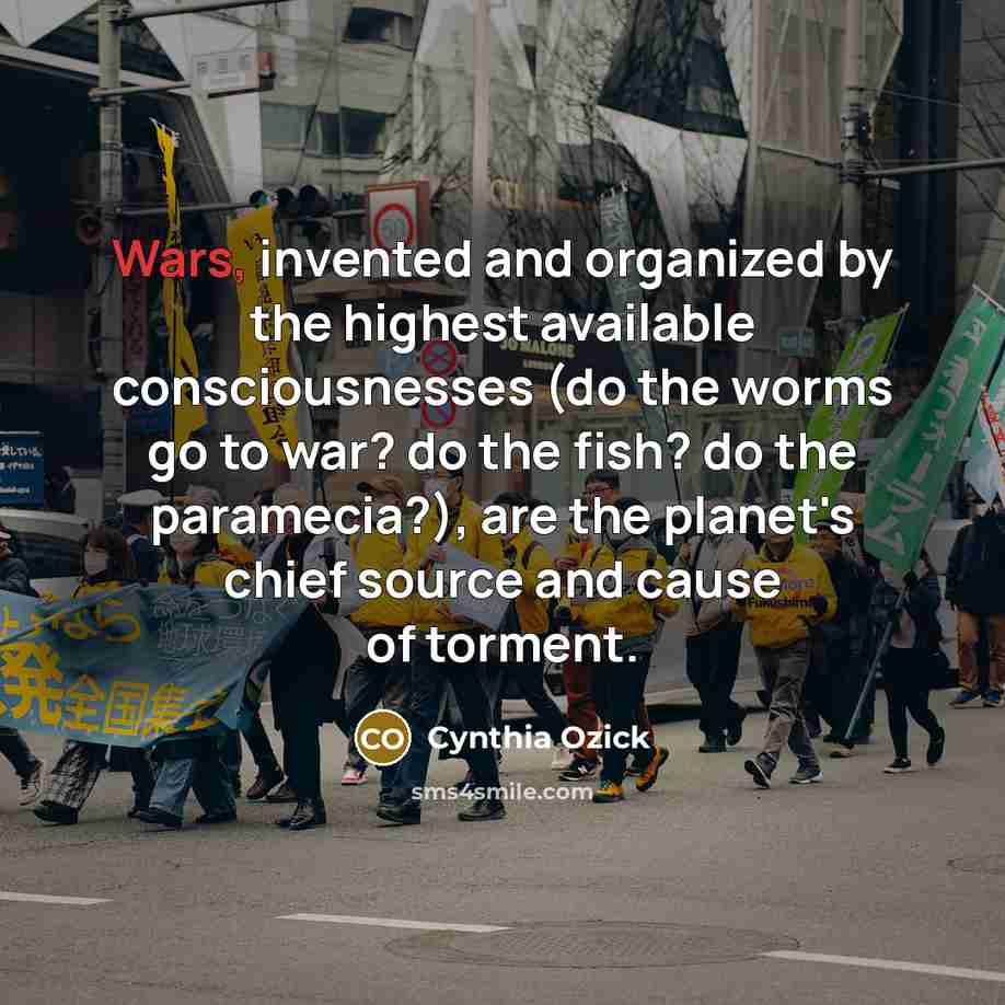 “Wars, invented and organized by the highest available consciousnesses (do…” quote by Cynthia Ozick