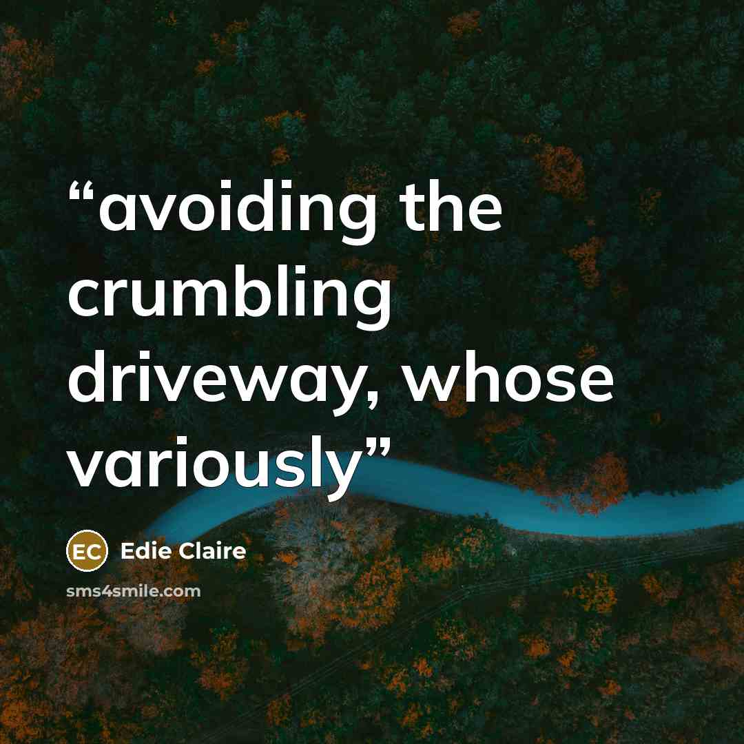 “avoiding the crumbling driveway, whose variously” quote by Edie Claire