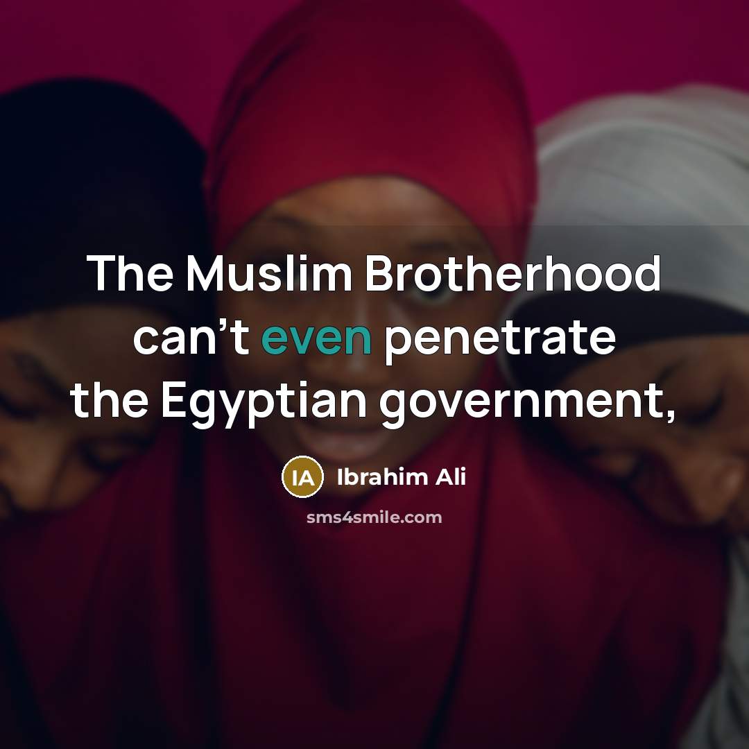 “The Muslim Brotherhood can't even penetrate the Egyptian government,…” quote by Ibrahim Ali