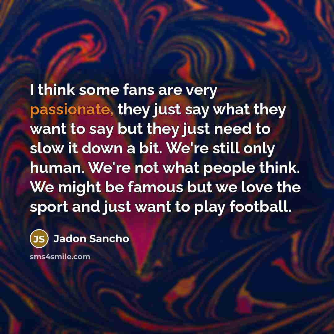 “I think some fans are very passionate, they just say…” quote by Jadon Sancho