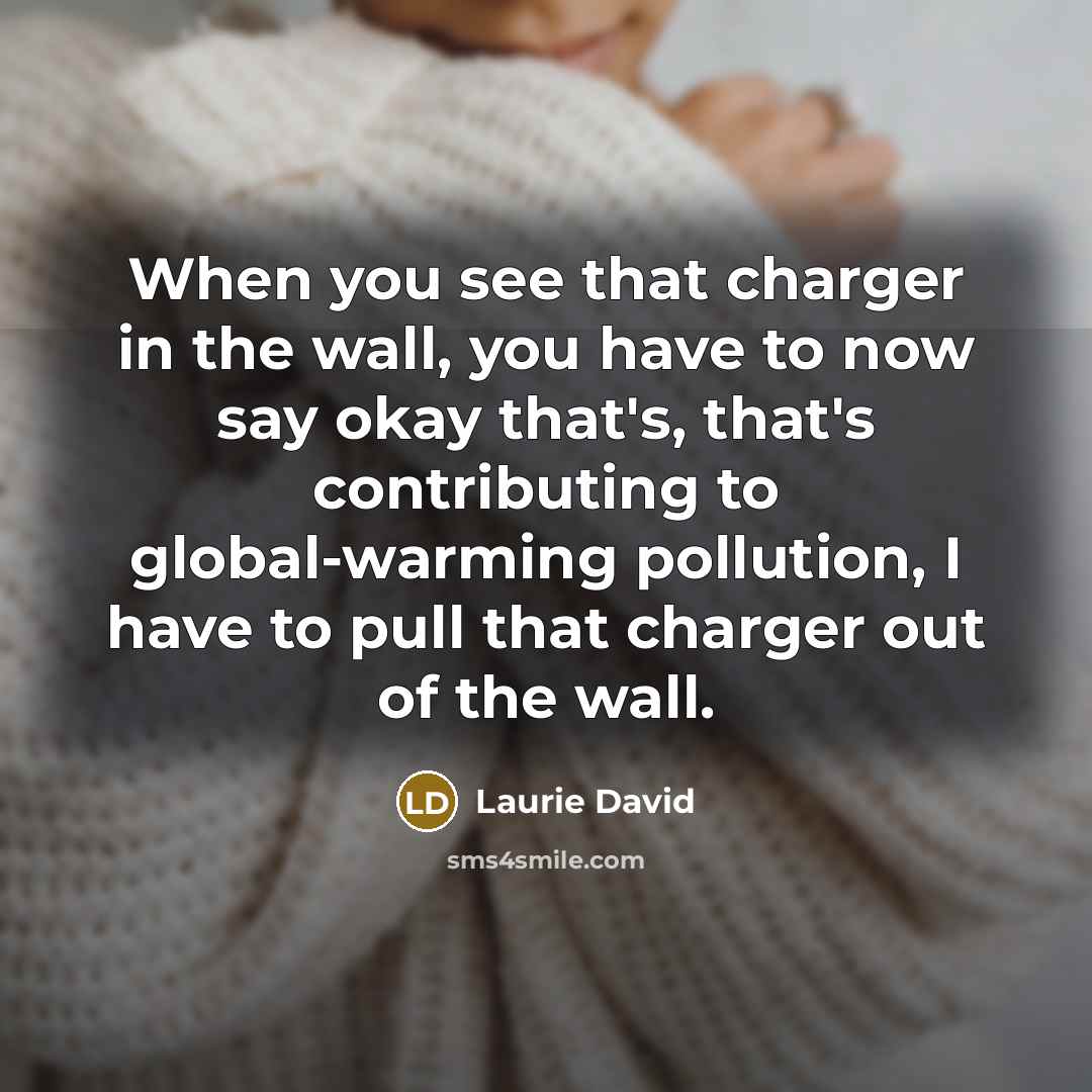 “When you see that charger in the wall, you have…” quote by Laurie David