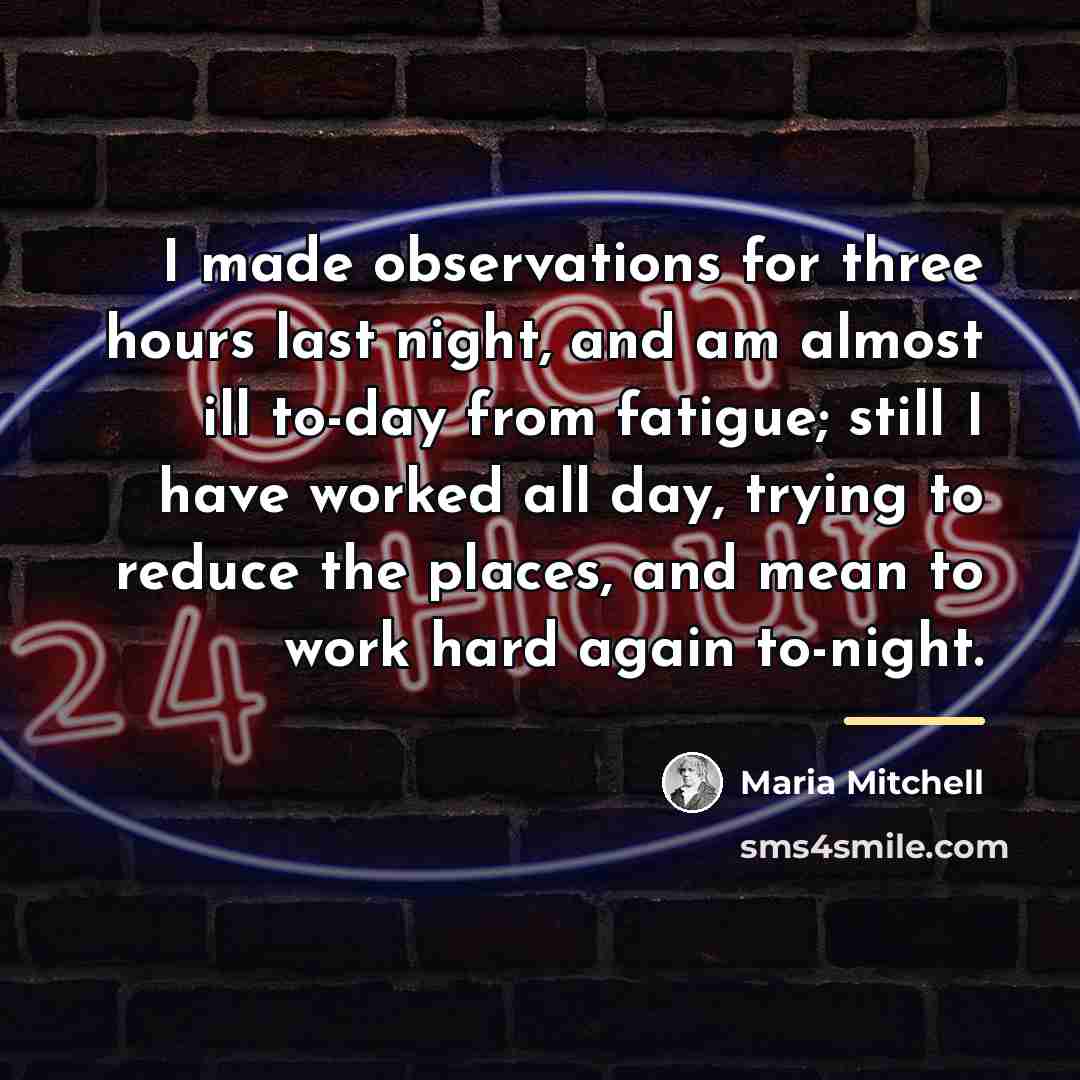 “I made observations for three hours last night, and am…” quote by Maria Mitchell