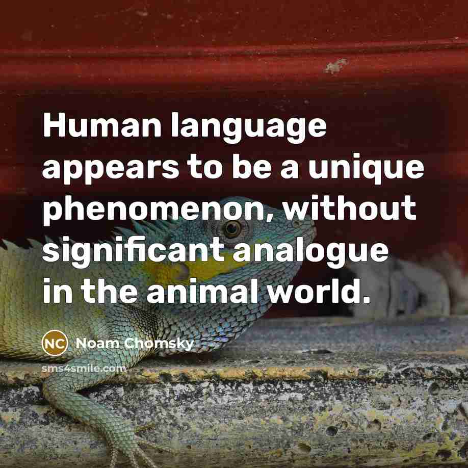 “Human language appears to be a unique phenomenon, without significant…” quote by Noam Chomsky