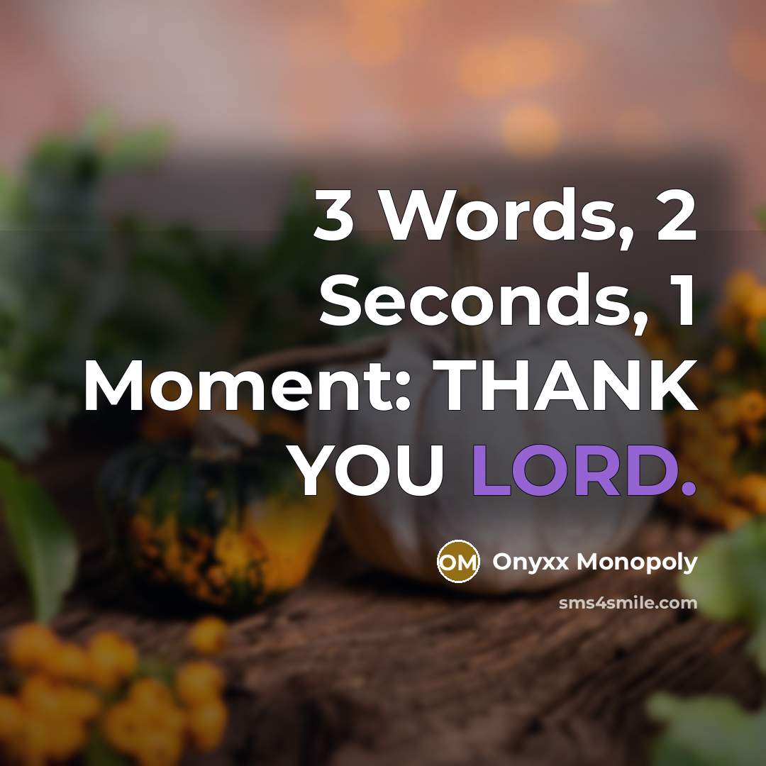 “3 Words, 2 Seconds, 1 Moment: THANK YOU LORD.…” quote by Onyxx Monopoly