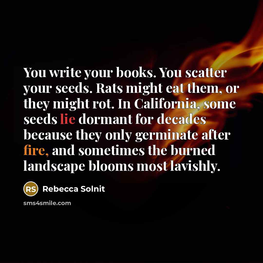 “You write your books. You scatter your seeds. Rats might…” quote by Rebecca Solnit