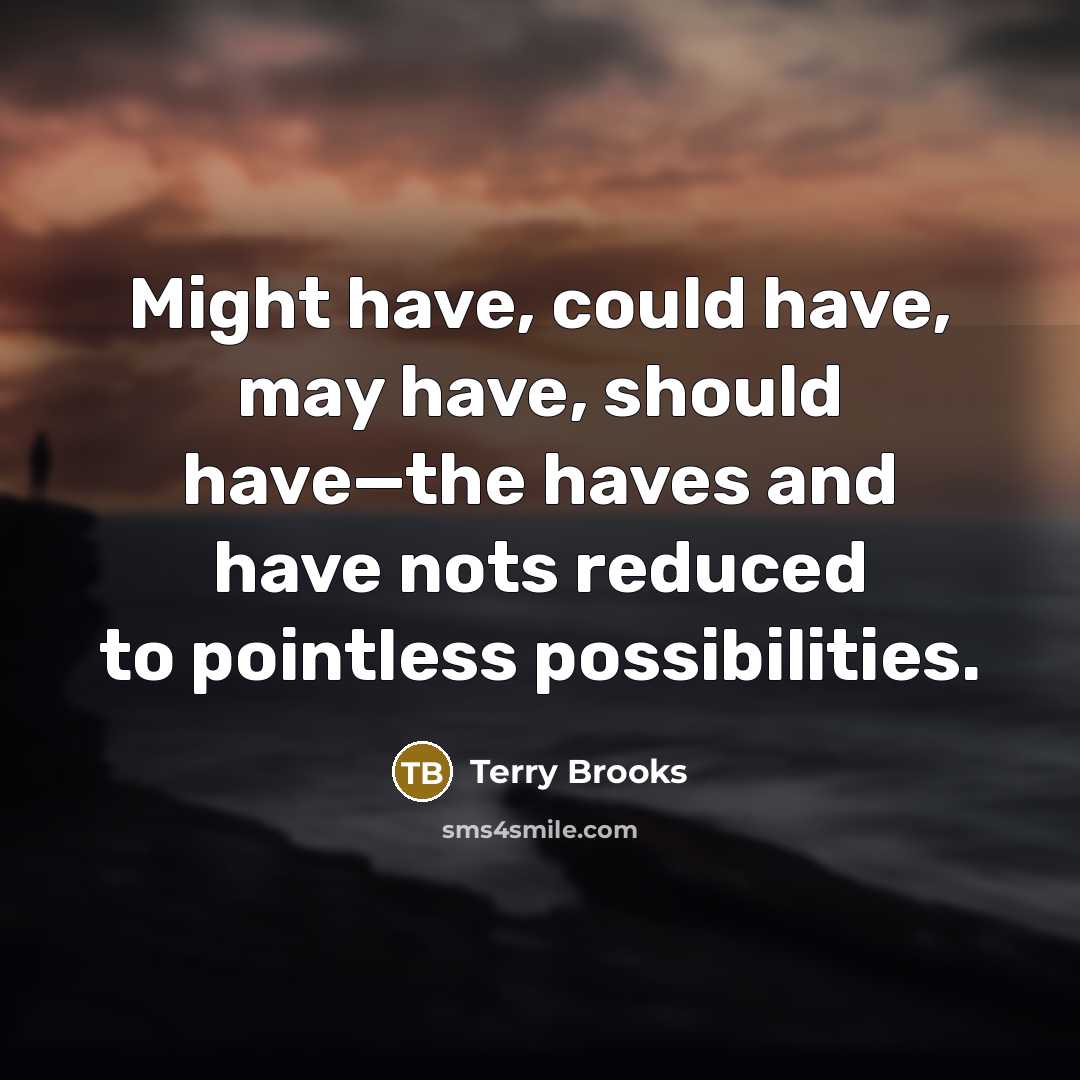 “Might have, could have, may have, should have—the haves and…” quote by Terry Brooks
