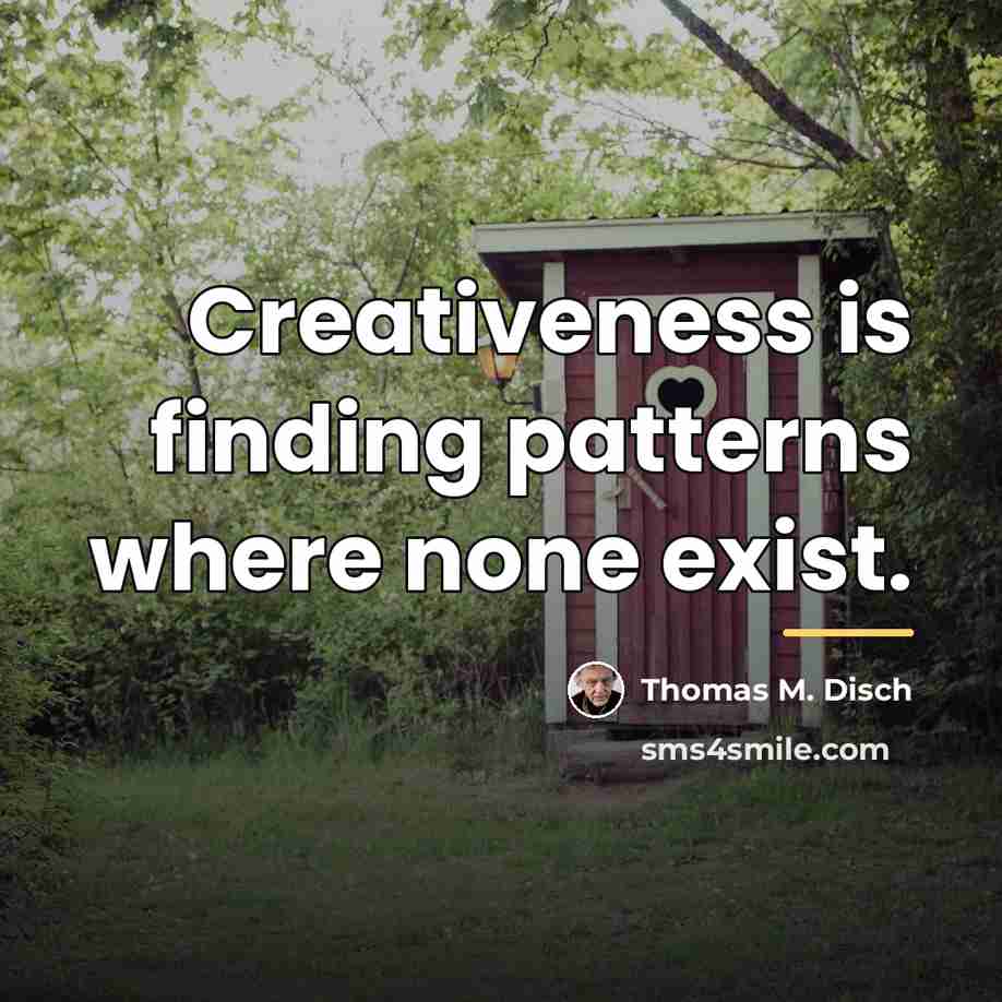 “Creativeness is finding patterns where none exist.…” quote by Thomas M. Disch