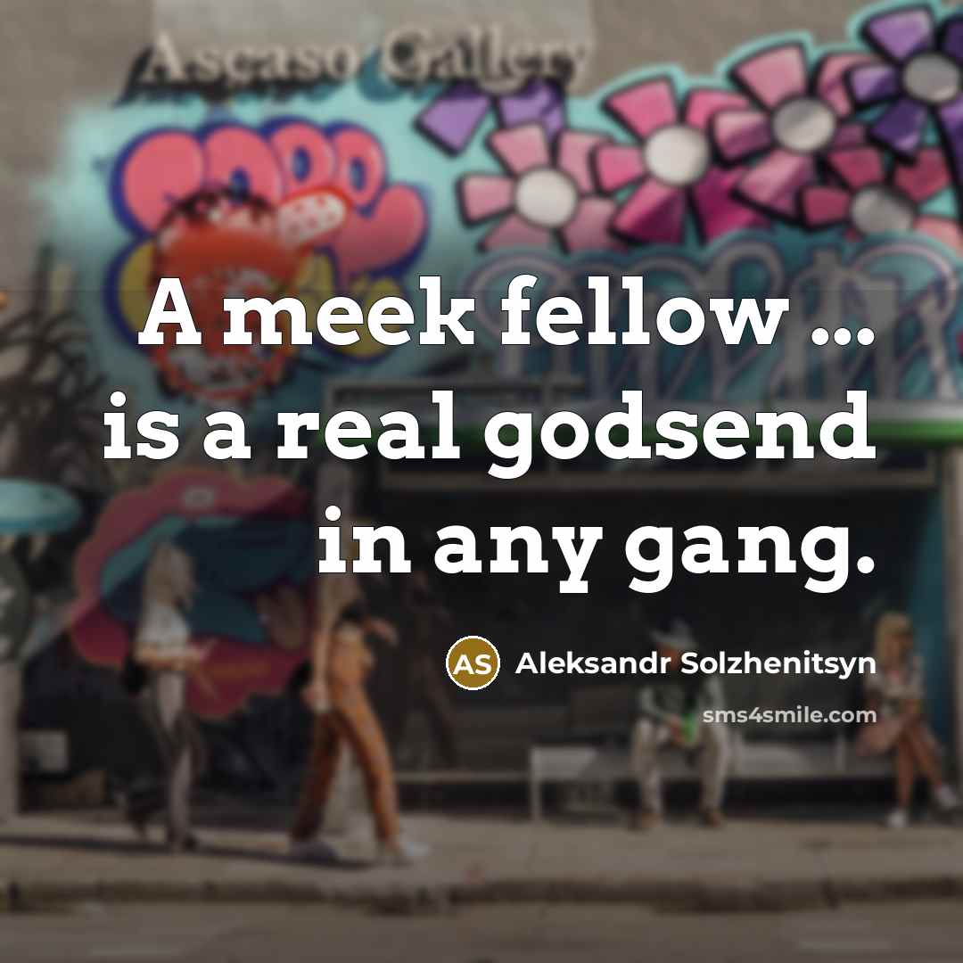 “A meek fellow ... is a real godsend in any…” quote by Aleksandr Solzhenitsyn