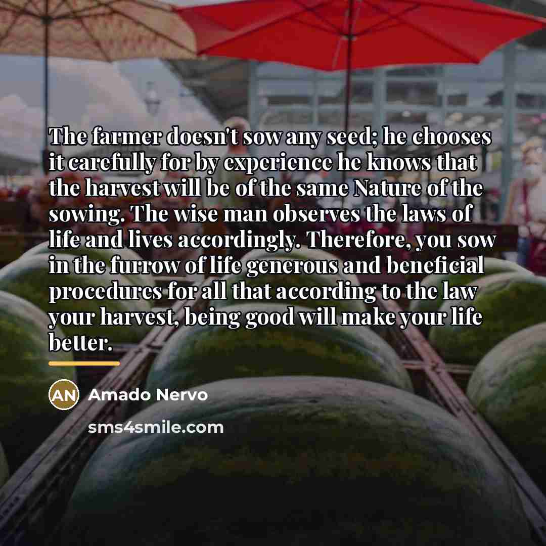 “The farmer doesn't sow any seed; he chooses it carefully…” quote by Amado Nervo