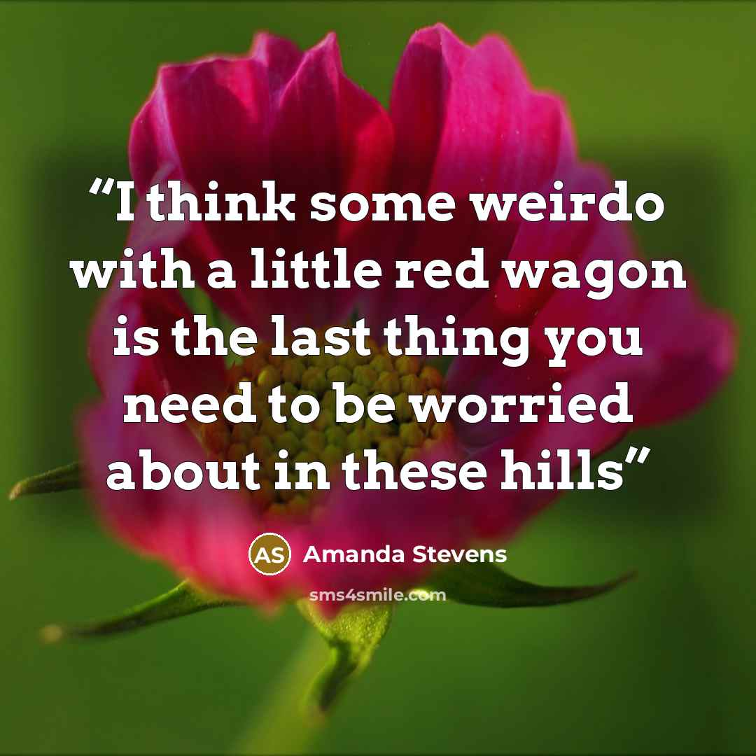 “I think some weirdo with a little red wagon is the last thing you need to be worried about in these hills” quote by Amanda Stevens