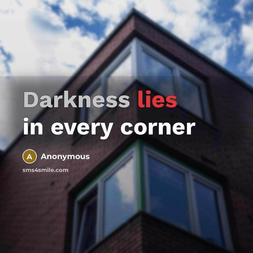 “Darkness lies in every corner” quote by Anonymous