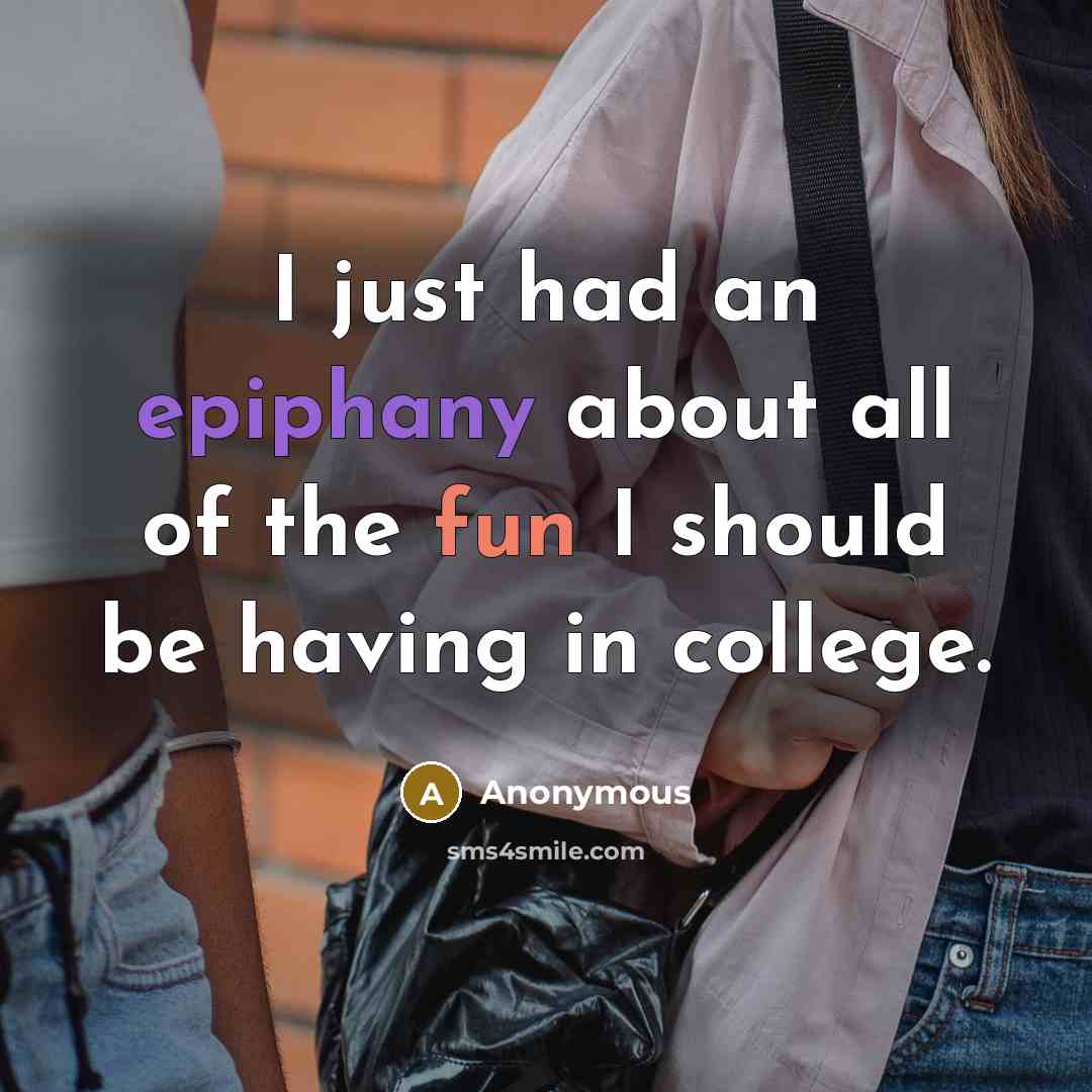 “I just had an epiphany about all of the fun…” quote by Anonymous