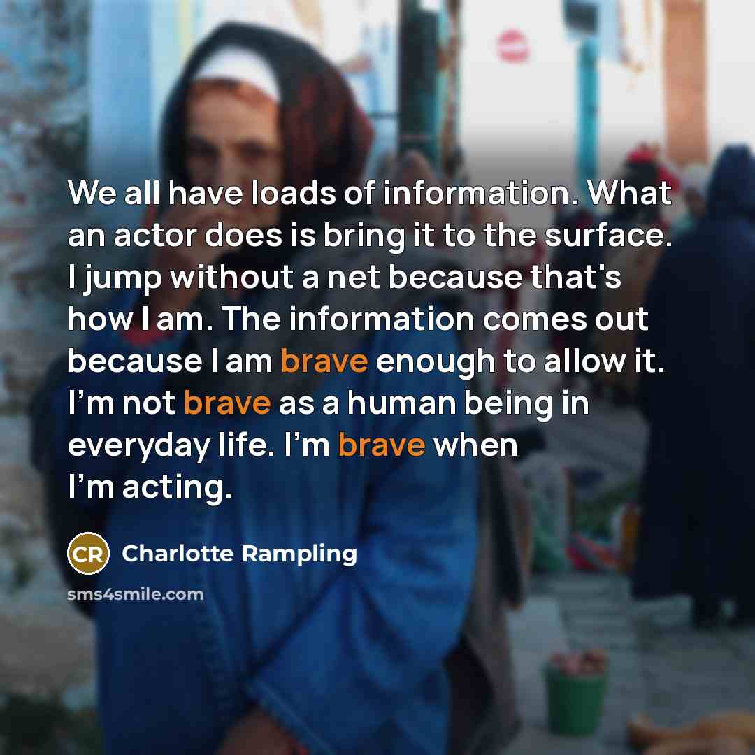 “We all have loads of information. What an actor does…” quote by Charlotte Rampling