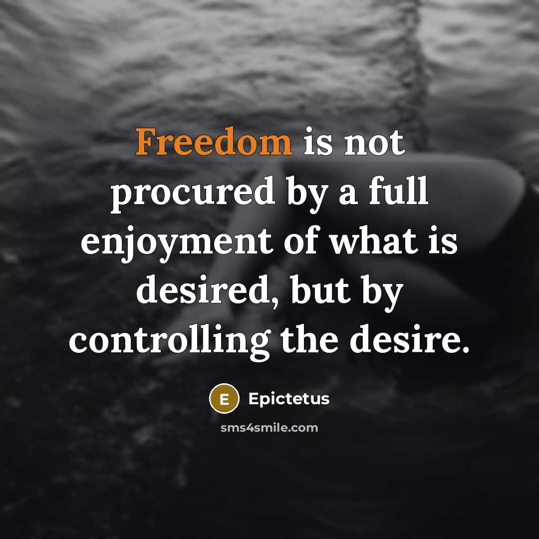“Freedom is not procured by a full enjoyment of what…” quote by Epictetus