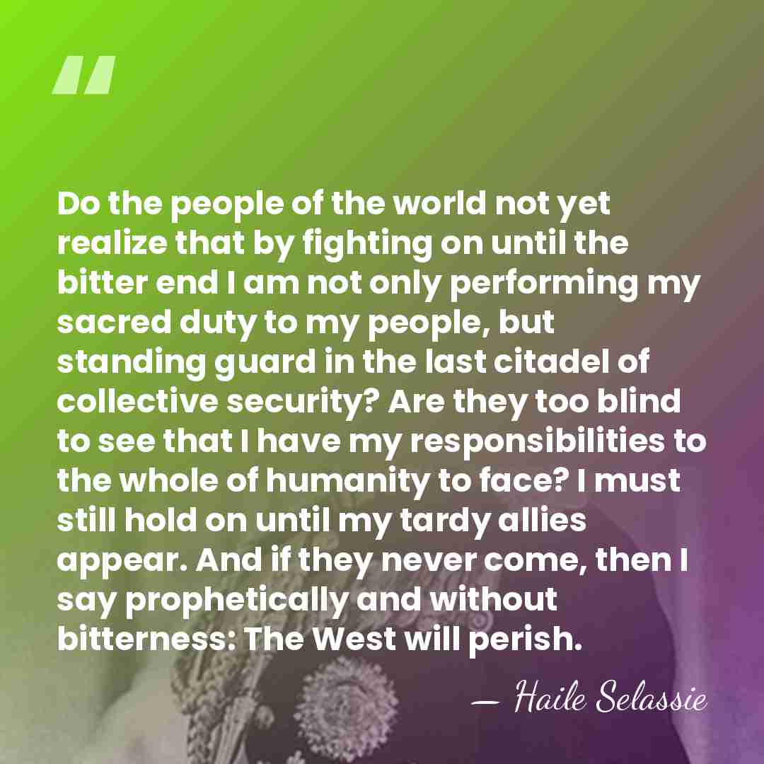 Do the people of the world not yet realize that by fighting&hellip; - Haile Selassie