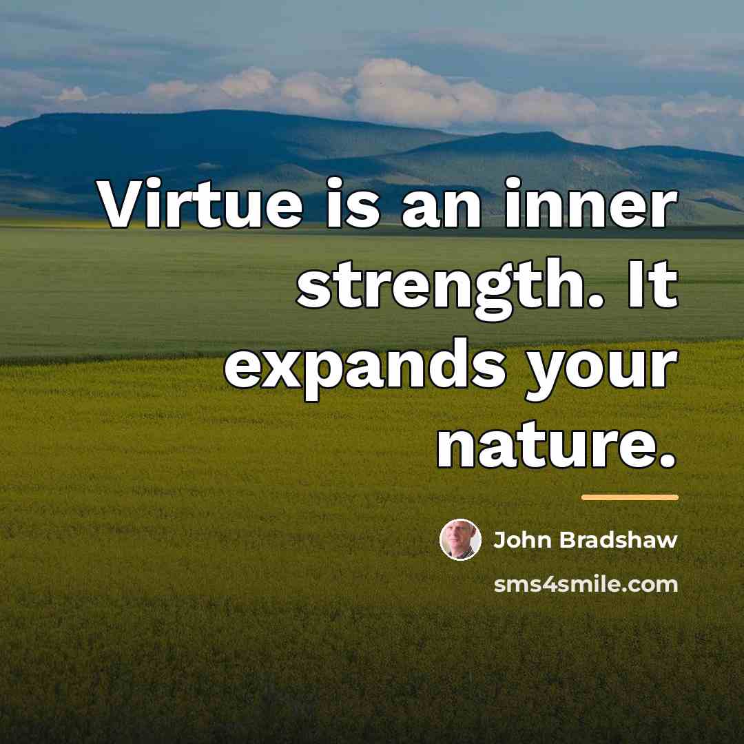 “Virtue is an inner strength. It expands your nature.…” quote by John Bradshaw