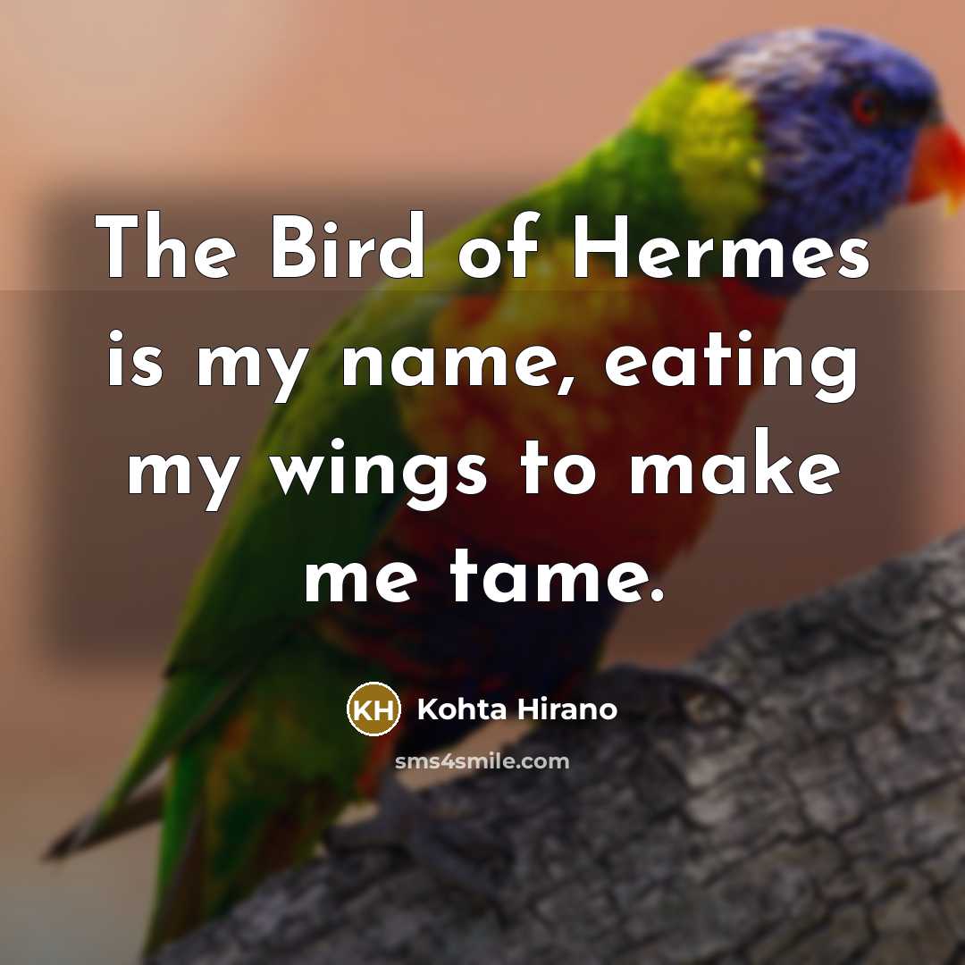 “The Bird of Hermes is my name, eating my wings…” quote by Kohta Hirano